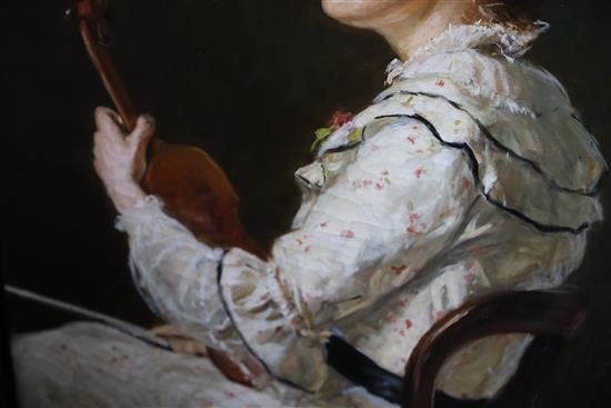 [Susan] Isabel Dacre (1844-1933) A Young Violinist 32 x 26in.